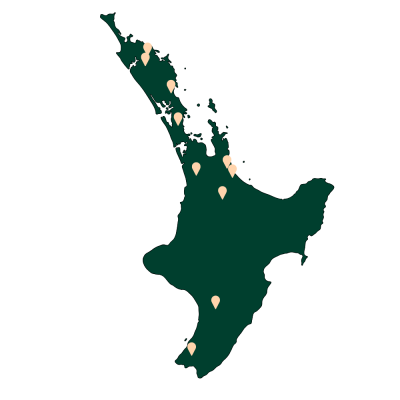 Map of North Island showing areas where additional chargers are needed